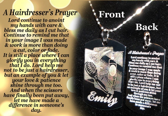 Hairstylist Prayer, Hairdresser gift, Hairstylist gift, Dog tag, Necklace or Key Chain + FREE ENGRAVING