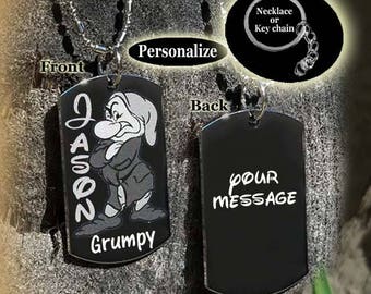 Grumpy, Grumpy gift, Grumpy gifts, Disney, Disney Grumpy, Grumpy Disney, Grumpy Dwarf, Grumpy necklace, Grumpy key chain, Dog tag,