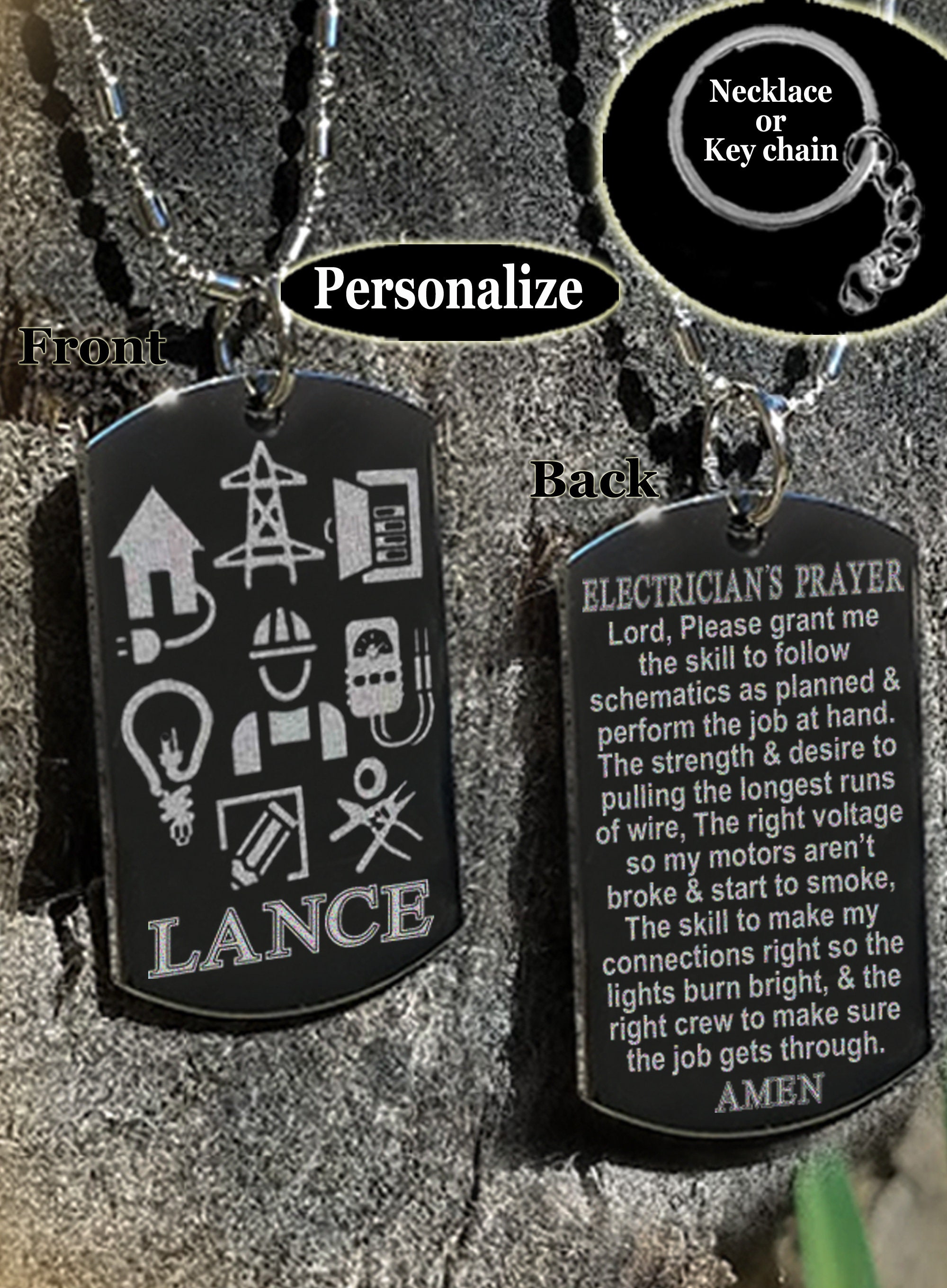 Electrician gift necklace or key chain | Electrician dad | Electrician prayer | Gifts for electrician | Electrician's son