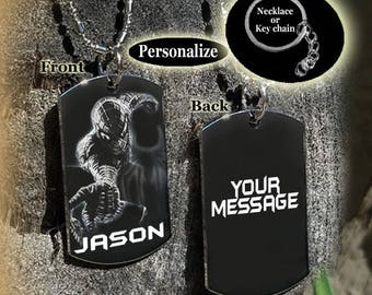 Spiderman super hero Dog tag Necklace or Key Chain / Pet ID tag + FREE ENGRAVING