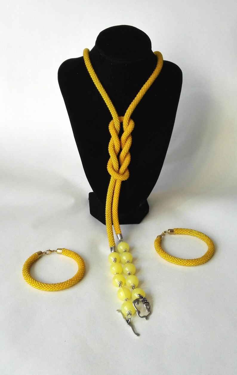 Lariat sand in the desert shiny Beaded necklace crochet jewelry gift women rope elegant jewelry long bead lariat bracelet doubles yellow