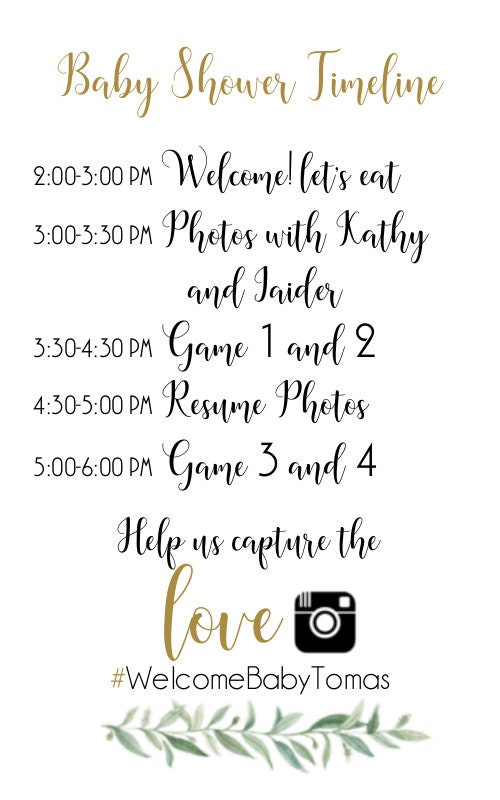 Timeline for Babyshower Customizable Etsy
