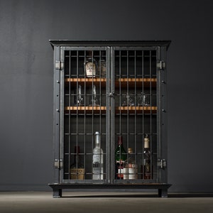 Bar Cart, Liquor Cabinet, Industrial