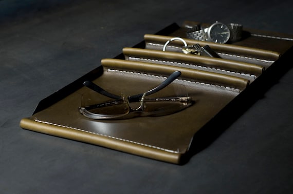 Hand Stitched Leather Valet Tray for Men, Groomsmen Gift