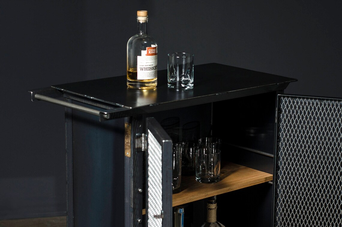 Bar Cart Liquor Industrial Etsy