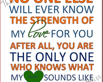 Nursery Word Art Printable - BOY - Orange navy green - "Heart from the inside" - Nursery- Gallery wall art - Nursery decor - Baby gift