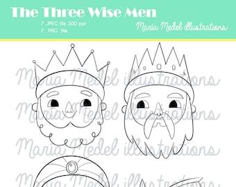 THE 3 WISE MEN-digital stamp set for scrapbooking, cardmaking, Christmas tags and other crafts.  Instant download