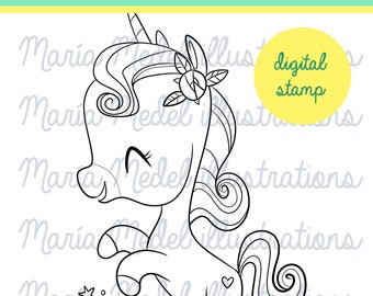 UNIQUE UNICORN- digital stamp for scrapbooking, cardmaking...