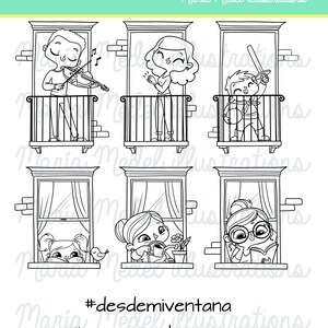 Desde mi ventana digi stamp set for quarantine diary, scrapbooking crafts, image 1