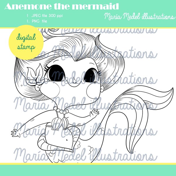 LITTLE MERMAID- digital stamp for scrapbooking, cardmaking...