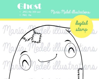 digital stamp of a cute ghost for scrapbooking, card making, Halloween crafts.  Instant download.  Personal use
