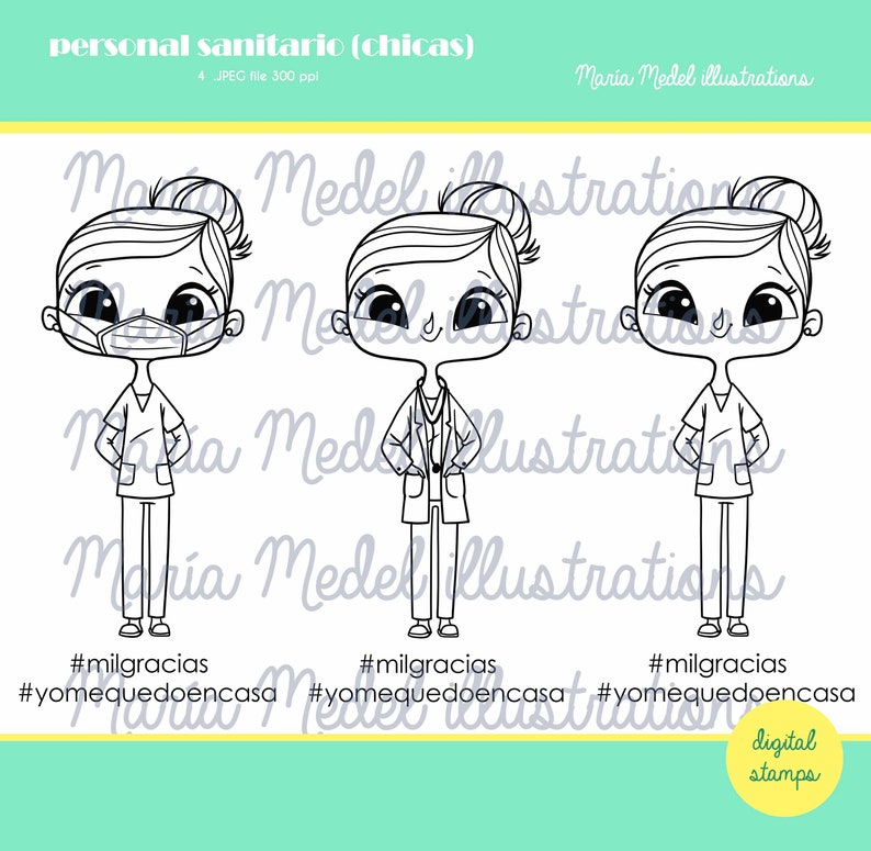 persoonlijke sanitario chicas digitale stempels voor image 0