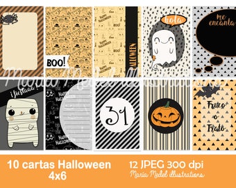 Printable journaling cards o tarjetas project life de Halloween en  ESPAÑOL- 10 tarjetas