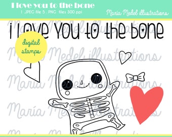 VALENTINES STAMP SET. Valentine's  funny digital stamps for scrapbooking, cardmaking; Valentine's  love card. Instant download. Personal use