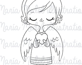 CHRISTMAS ANGEL- digital stamp for christmas crafts