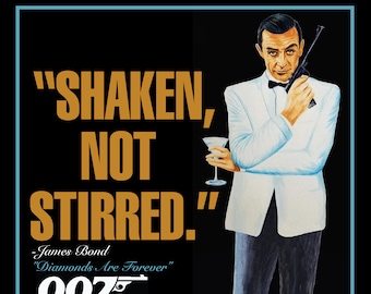 JAMES BOND Martini Art featuring Sean Connery re-imagines the early 60's 007! Retro-vintage style look! Ultimate Man-Cave Bar display framed