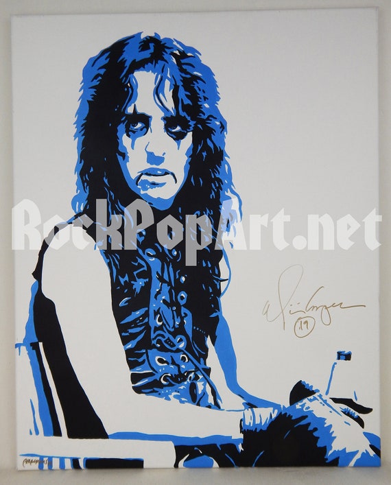 アート・デザイン・音楽 Alice Springs : Portraits ALICE COOPER Signed Original Pop Art Painting! Vintage 1972 Era