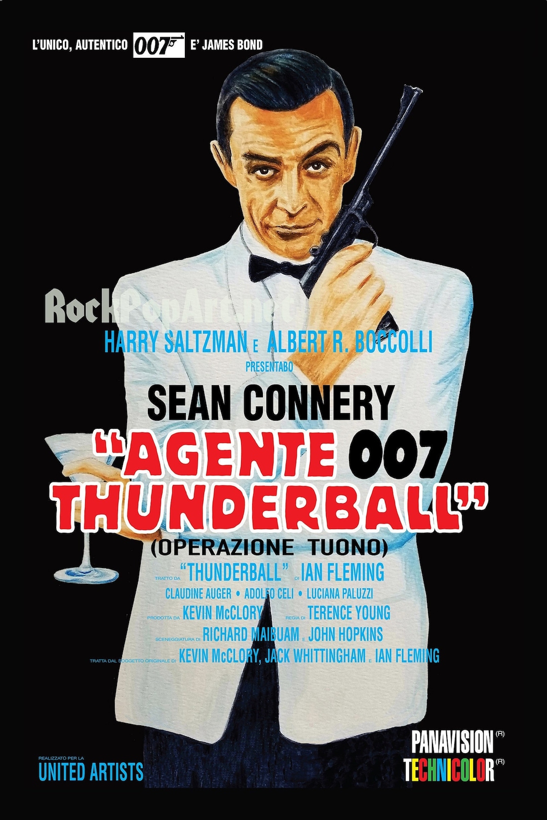James Bond THUNDERBALL 1965 Italian Movie Poster Featuring SEAN CONNERY