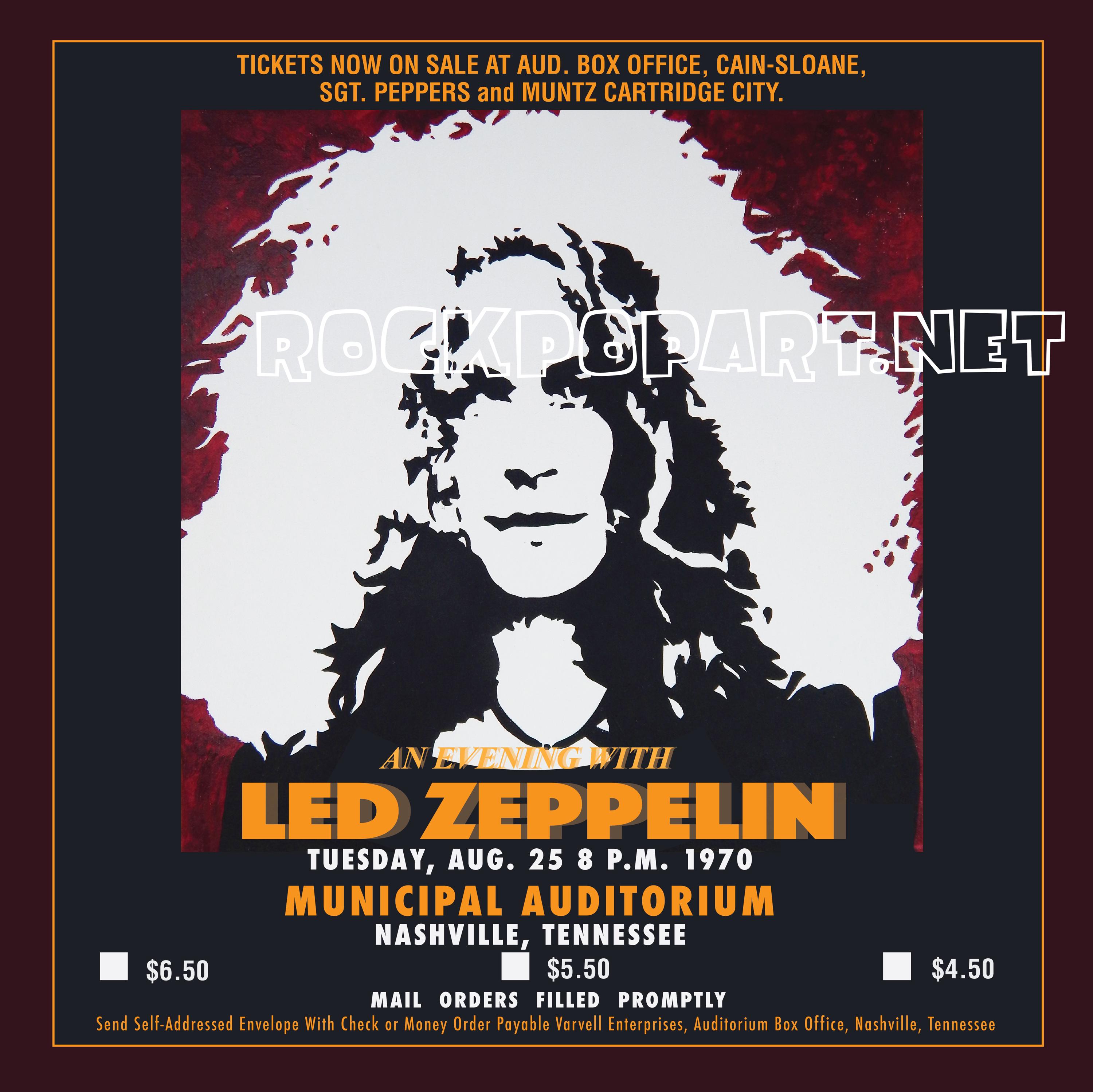 ヴィンテージ 1970 Pro Arts Inc　ポスター Led Zeppelin 1970 and 1971 Framed Canvas Concert Art, Retro Music