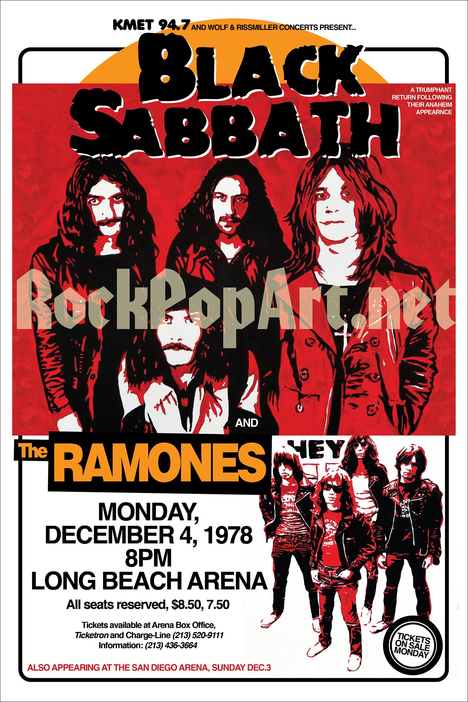 Black Sabbath 1978 Tour Poster, Van Halen, Retro Concert Art, OZZY