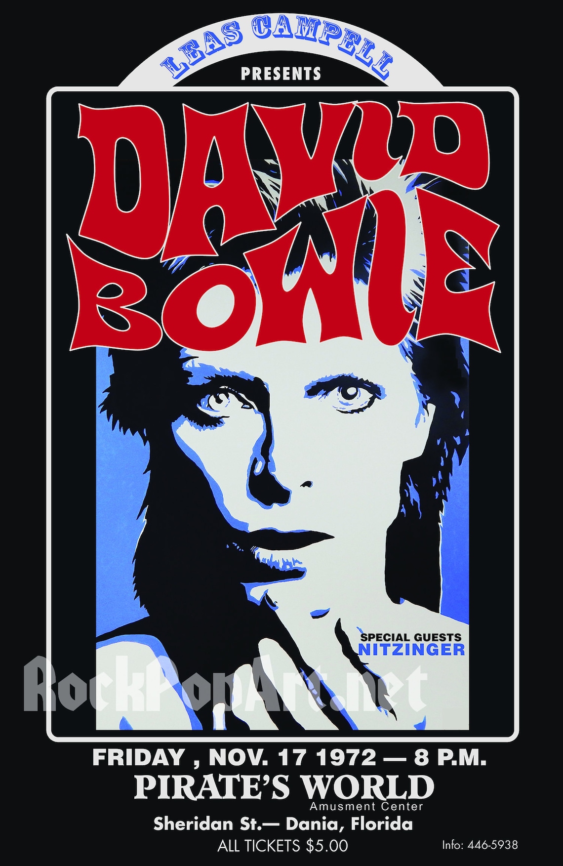 DAVID BOWIE 1972 Dania FL Concert Poster Re-imagines the Original ...