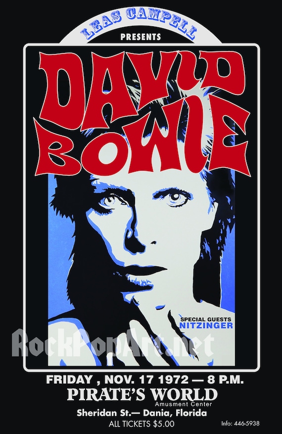 DAVID BOWIE 1972 Dania FL Concert Poster Re-imagines the Original