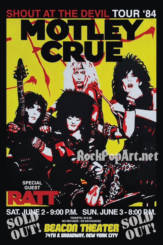 Motley Crue 1984 Tour Poster, Retro Concert Art - Etsy