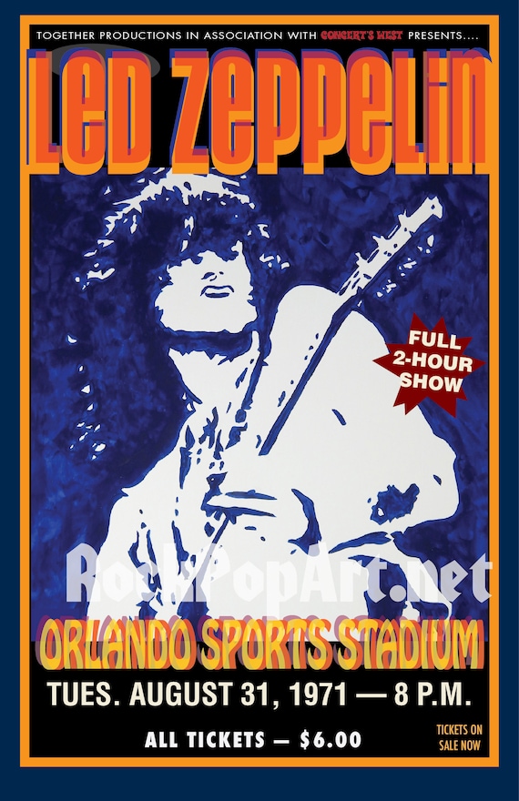 LED ZEPPELIN 1971 Orlando Concert Poster Re-imagined With Rock Pop