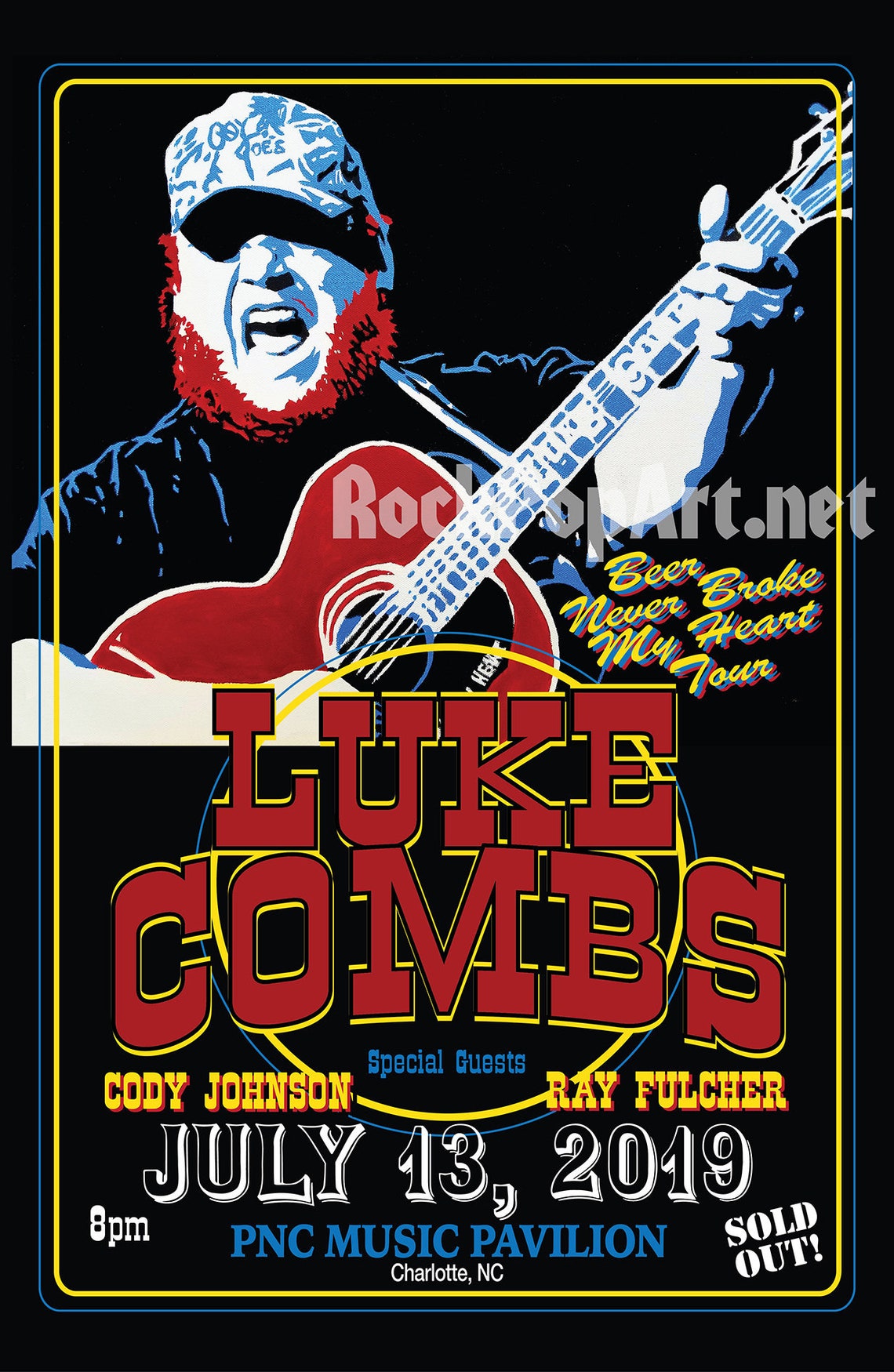 LUKE COMBS 2019 concert tour poster reimagines the original Etsy