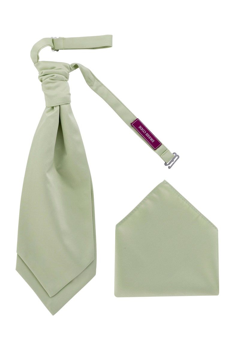 Ensemble cravate chouchou rouche en satin avec pochette de costume assortie pré-nouée Mint Green