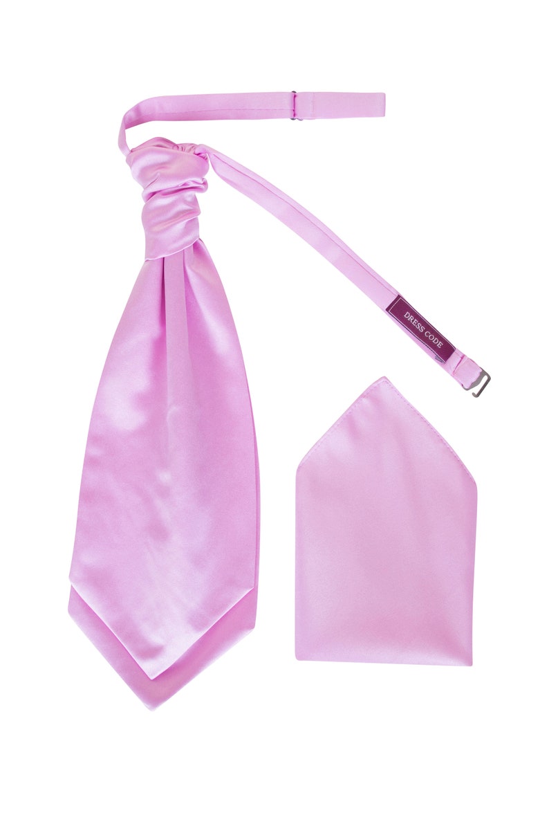 Ensemble cravate chouchou rouche en satin avec pochette de costume assortie pré-nouée Rouge Pink