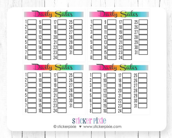 monthly page planner stickers daily sales tracker etsy