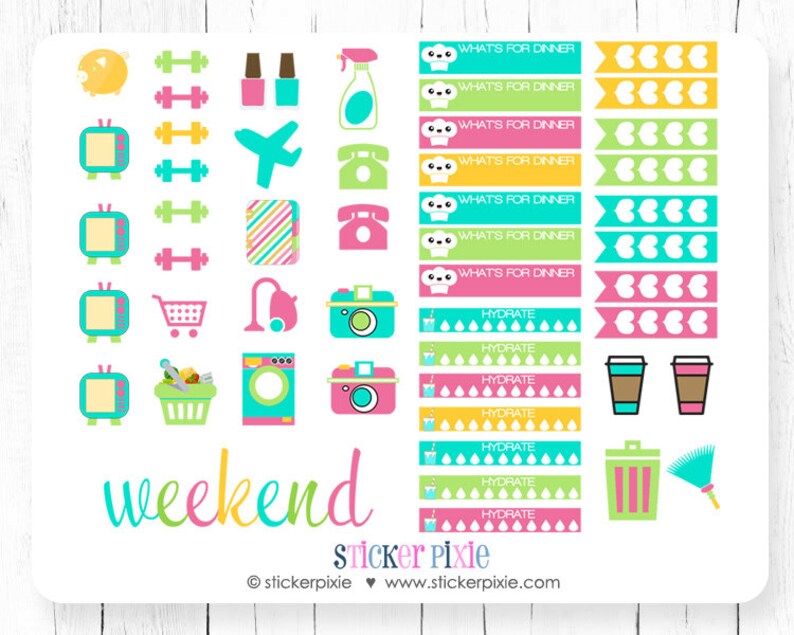 Planner Sticker Set Vertical Stickers Blossom Spring Theme Weekly Planner Set