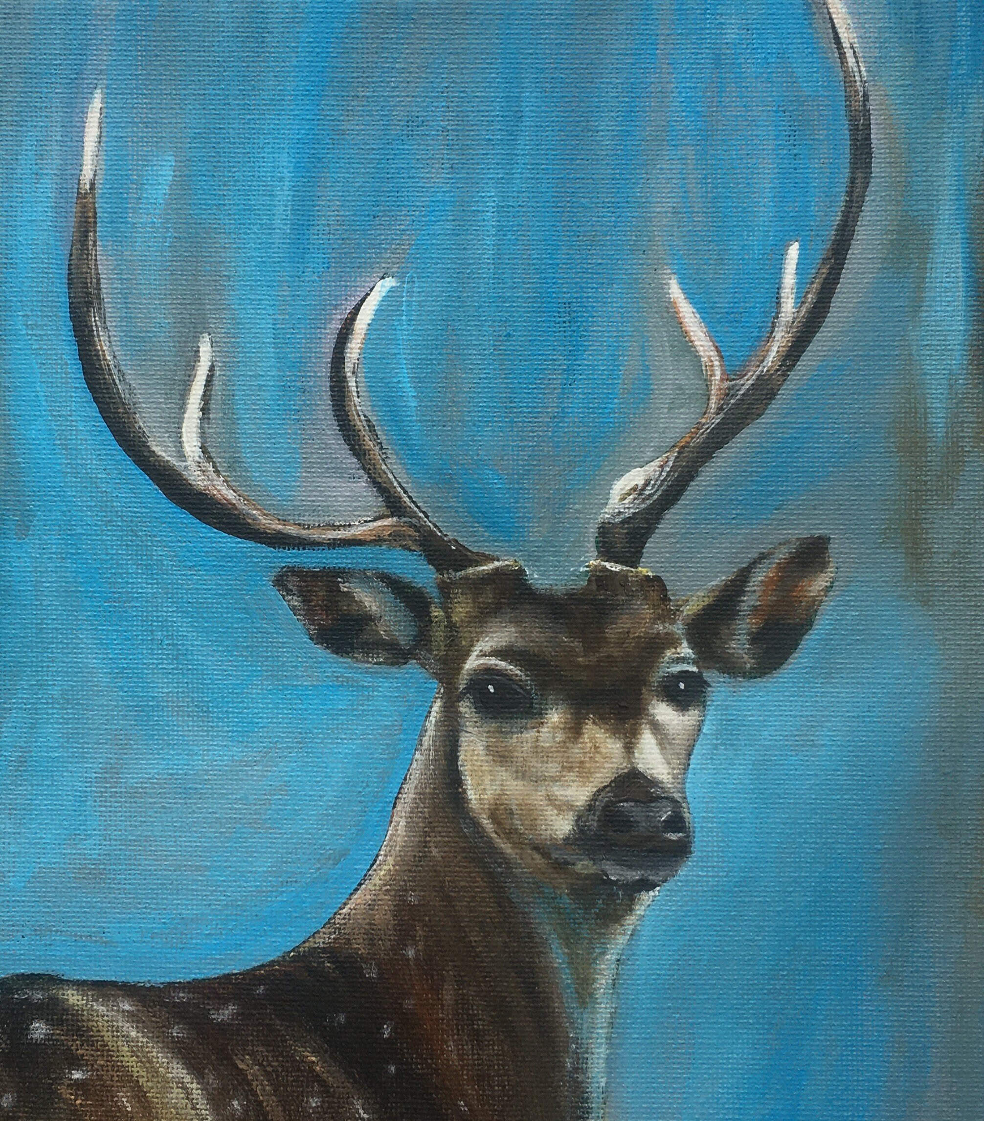 Acrylic stag painting. stag decor. vintage decor. Stag Wall Etsy