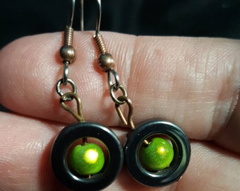 Green Apple Fire Hematite earrings