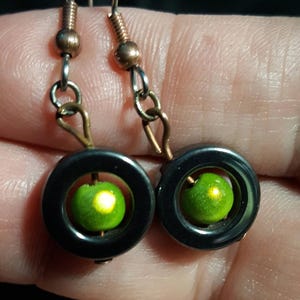 Green Apple Fire Hematite earrings