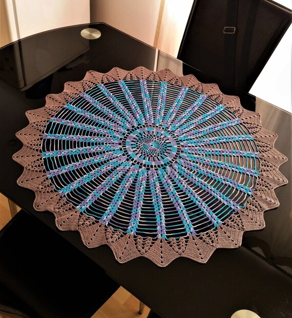 Crochet Blue Tablecloth 72 Cm 28 5 Inches Crocheted Big Round Crochet Blue Tablecloth 72 Cm 28 5, How Big Of A Tablecloth Do I Need For 72 Table