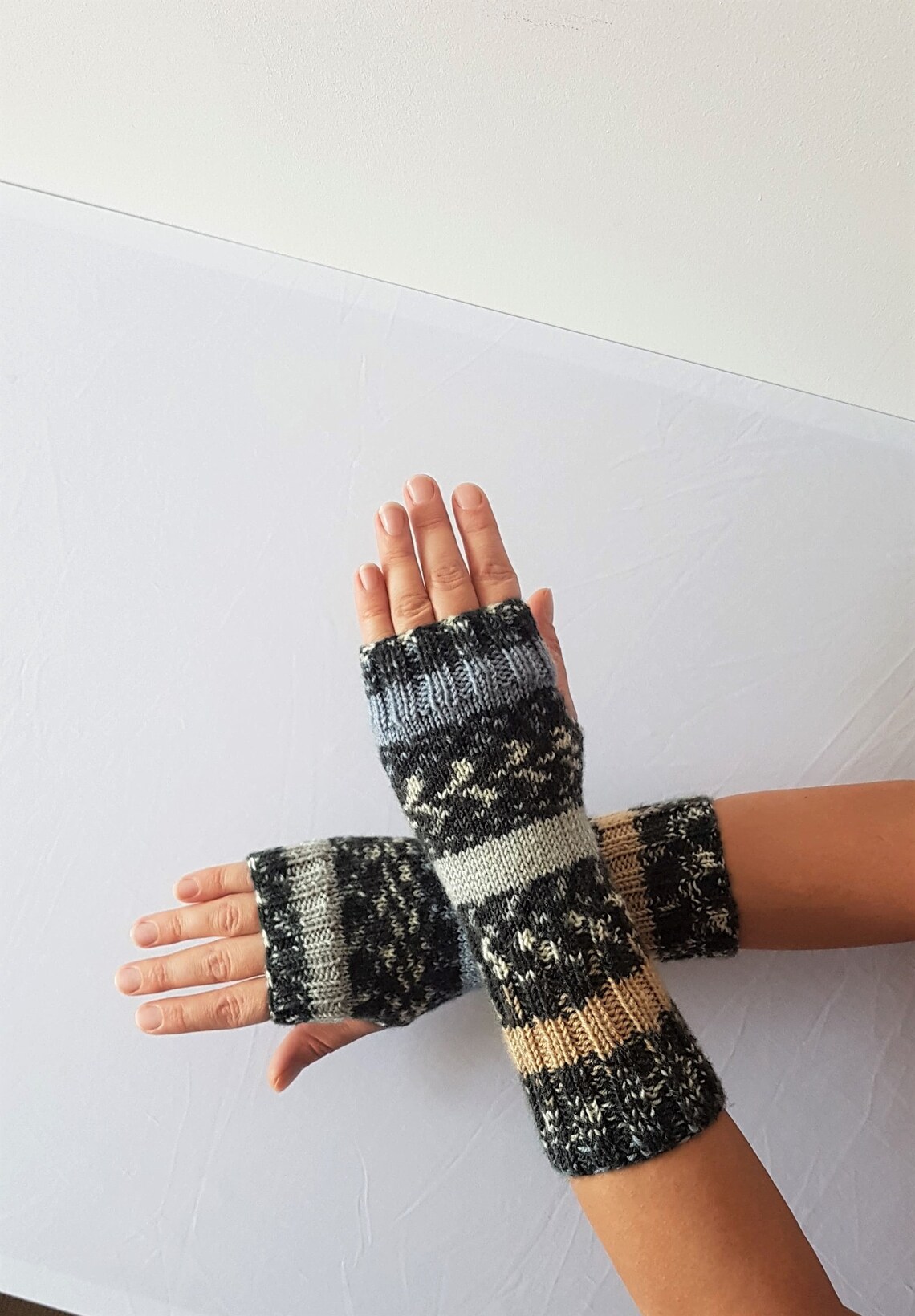 Fingerless Gloves Arm Warmers for Women Wool Gray Winter Etsy UK