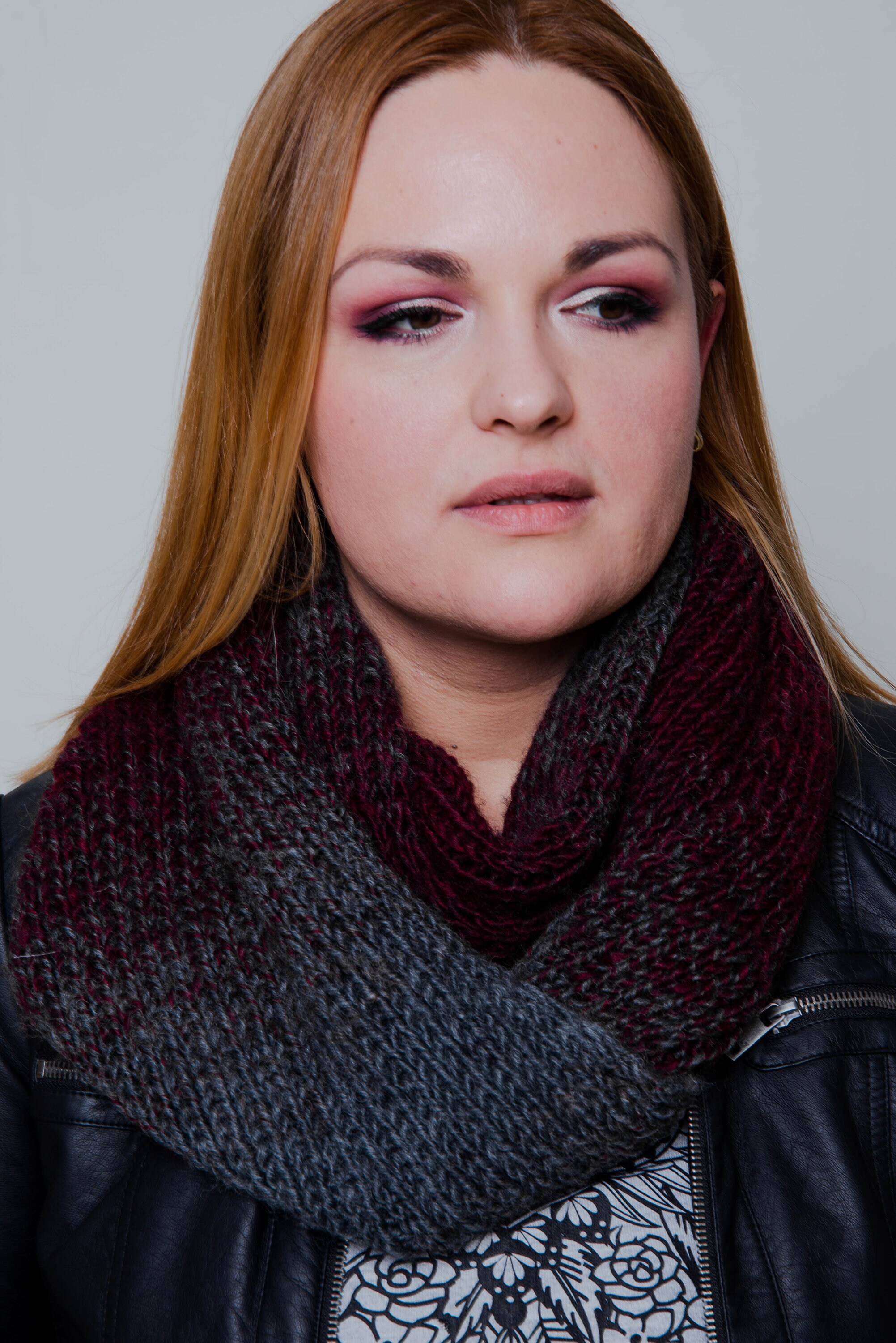 Knitted Scarf Ombre Burgundy and Grey Large Extra Warm - Etsy UK