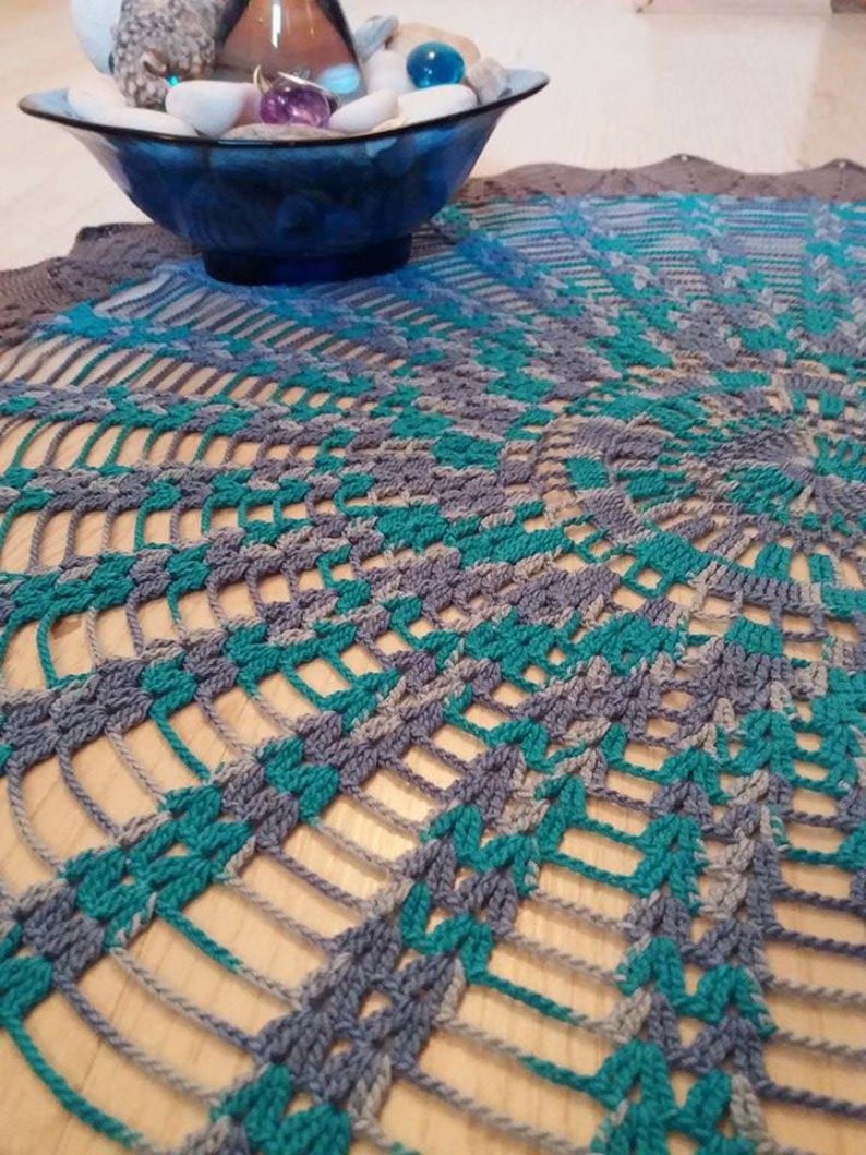 Crochet blue tablecloth 72 cm 28.5 inches crocheted big ...