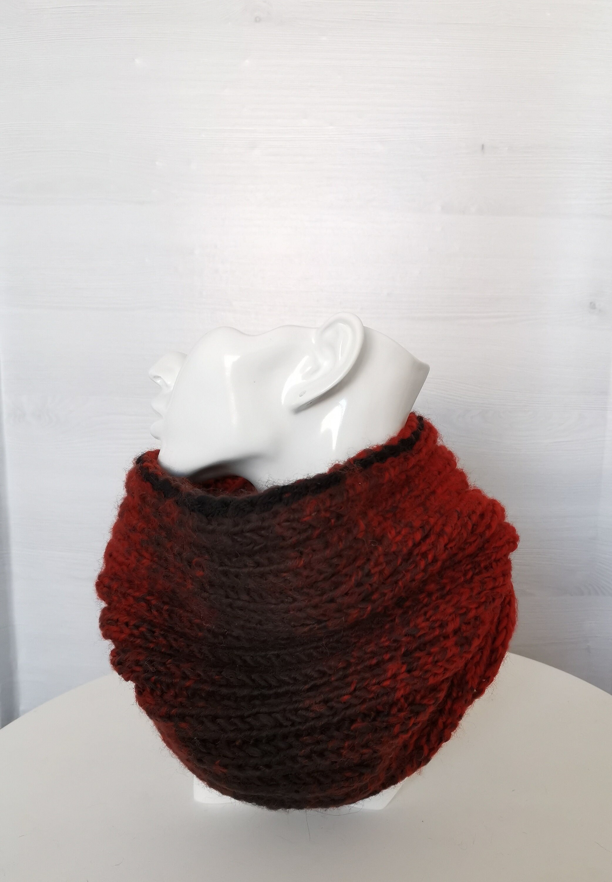 Dark Burnt Orange Knit Scarf Ombre Knitted Scarf Dark Orange and Brown