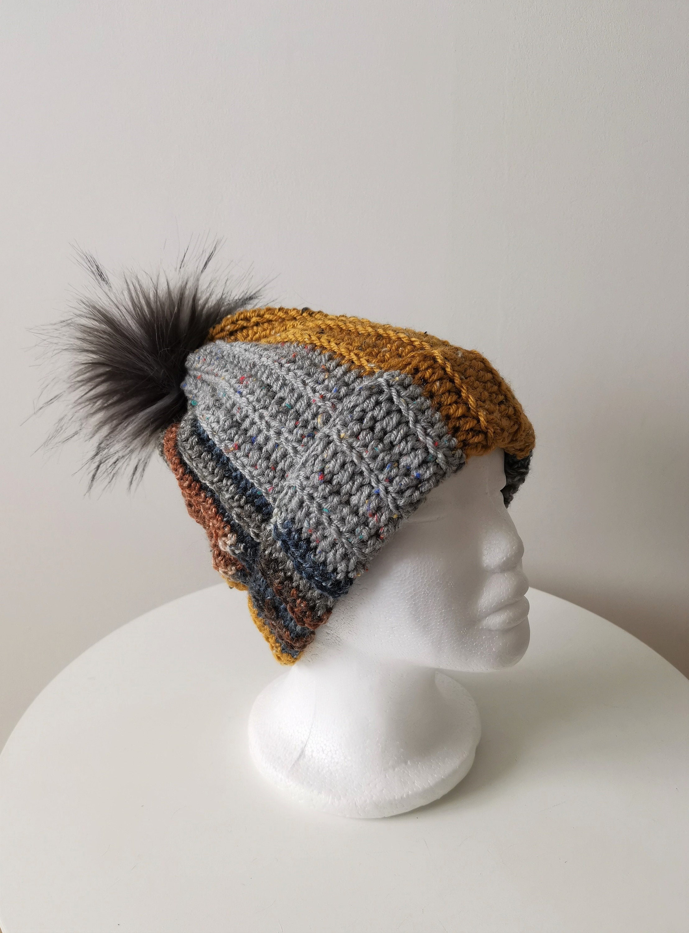 Faux Fur Pompom Pom Pom Hat 