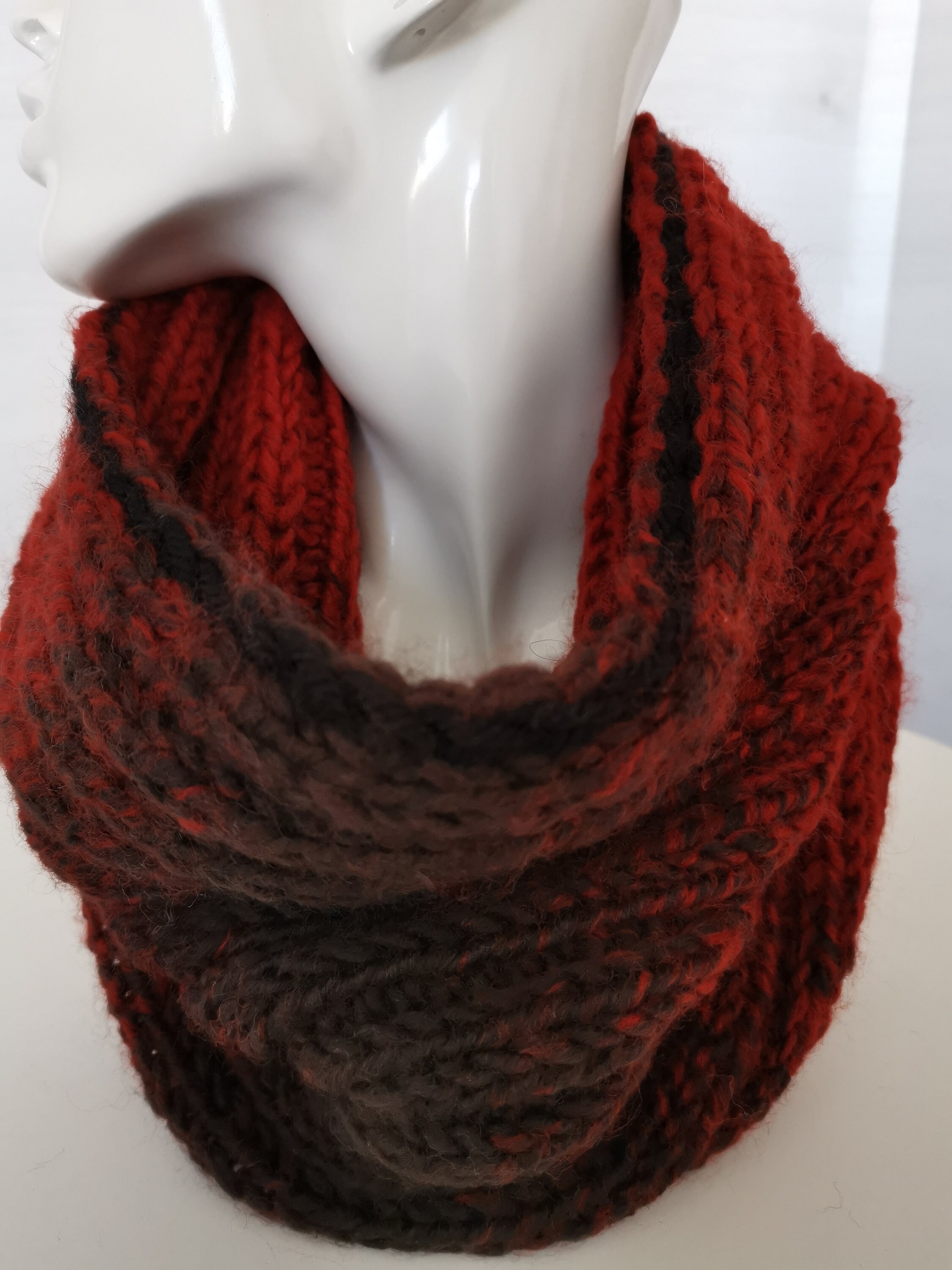 Dark Burnt Orange Knit Scarf Ombre Knitted Scarf Dark Orange and Brown