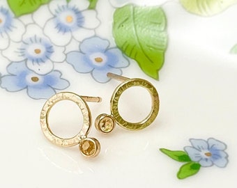 Circle Gold Earrings with Golden Citrine