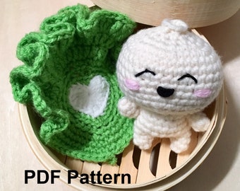 Crochet Pattern Bao Amigurumi, Crochet Pattern Bao Steamed Dumpling Amigurumi, Steamed Dumpling Amigurumi Tutorial, Dumpling Crochet Pattern