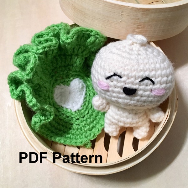 Crochet Pattern Bao Amigurumi, Crochet Pattern Bao Steamed Dumpling Amigurumi, Steamed Dumpling Amigurumi Tutorial, Dumpling Crochet Pattern