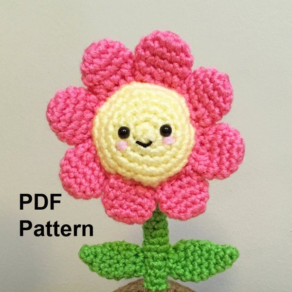 Crochet Pattern Potted Flower Amigurumi, Flower Crochet Amigurumi Tutorial, Flower Amigurumi DIY Pattern, Crochet Flower Amigurumi Pattern