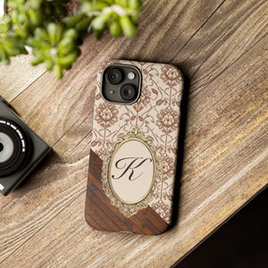 Funda para teléfono Damasco / Funda para iPhone y Samsung con inicial personalizada / Regalo personalizado