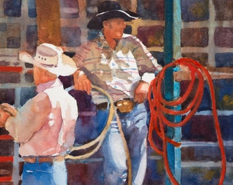 Cowboy Painting, Cowboy Art, Cowboy Watercolor, Western Art