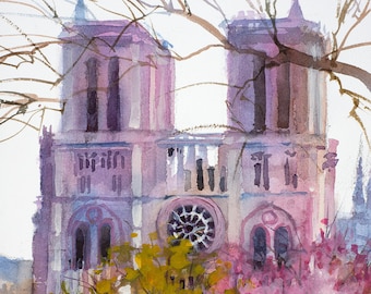 Notre Dame Watercolor